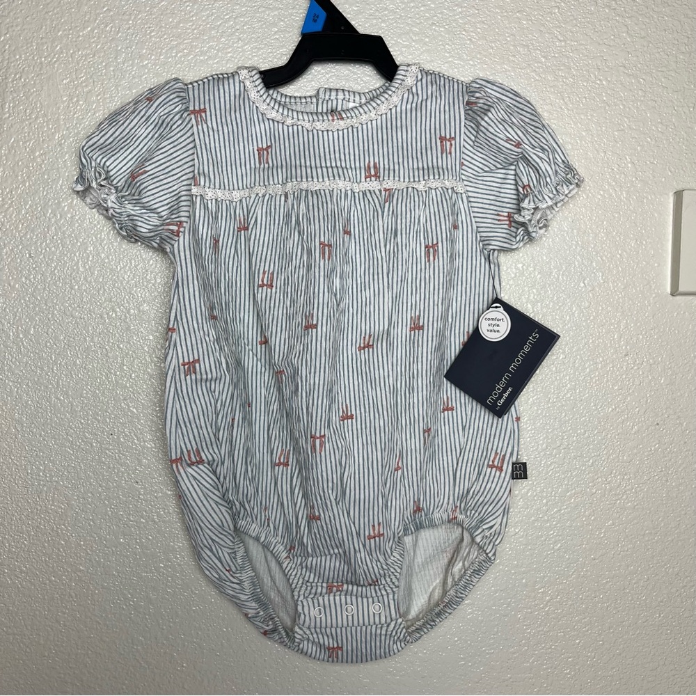 NWT Gerber 24 Months Blue and White Striped Onesie One Piece
